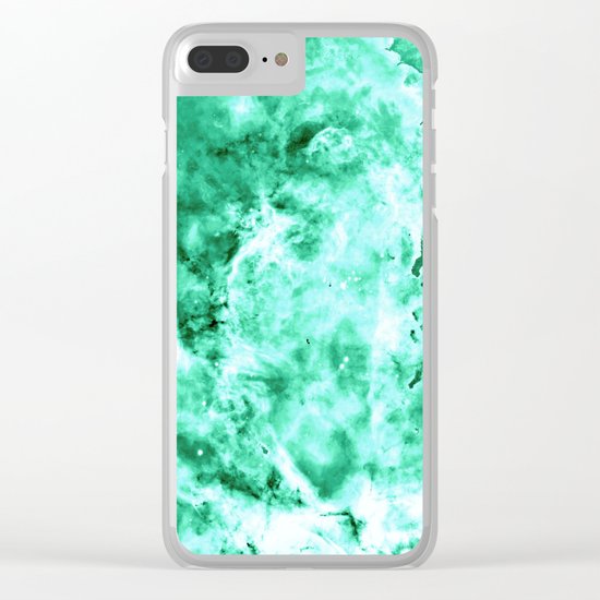 Sea Green Nebula Waves Clear iPhone Case