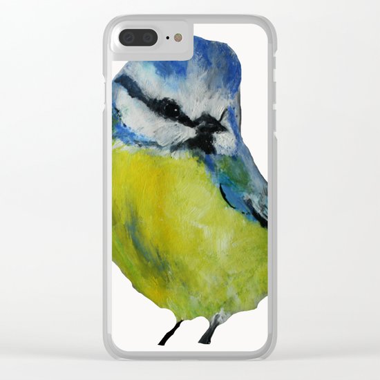 Wild English Garden Bird Blue Tit Contemporary Acrylic Painting White Edit Clear iPhone Case