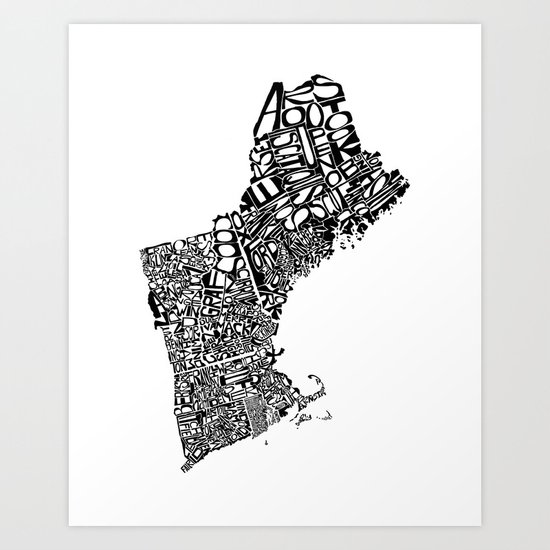 Typographic New England Art Print