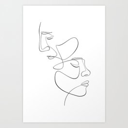 Abstract Face Couple Line Art Art Print
