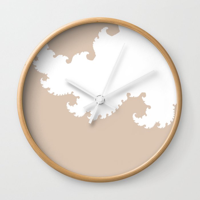 Beige and White Fractal Wall Clock