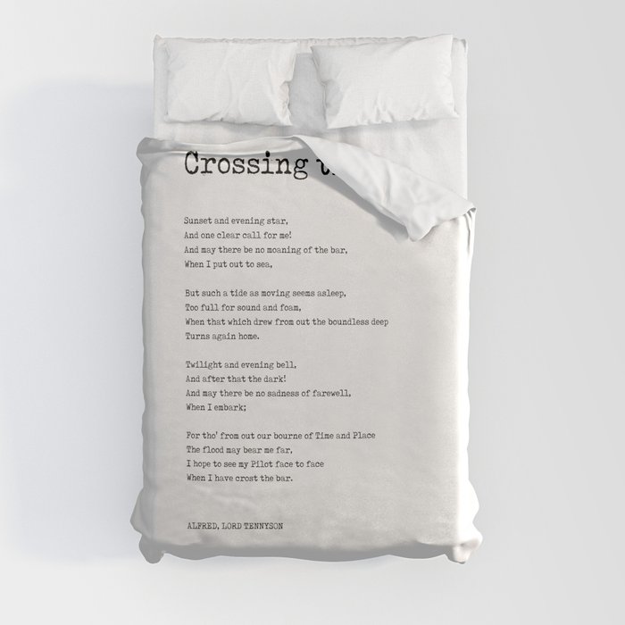 Crossing The Bar - Alfred Lord Tennyson Poem - Literature - Typewriter Print 1 Duvet Cover