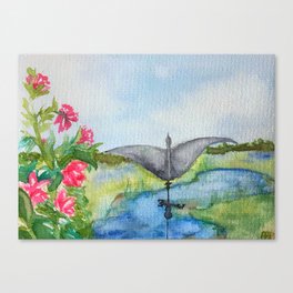 Crane and Marsh Canvas Print