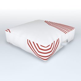 Red Striped Circle Artwork Outdoor Floor Cushion