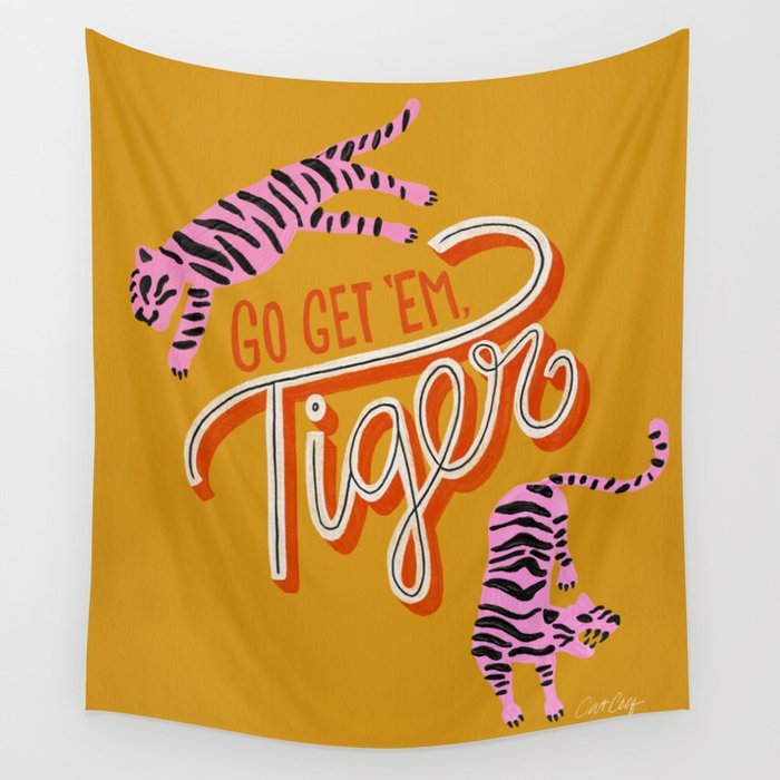 Go Get 'Em Tiger – Yellow Palette Wall Tapestry