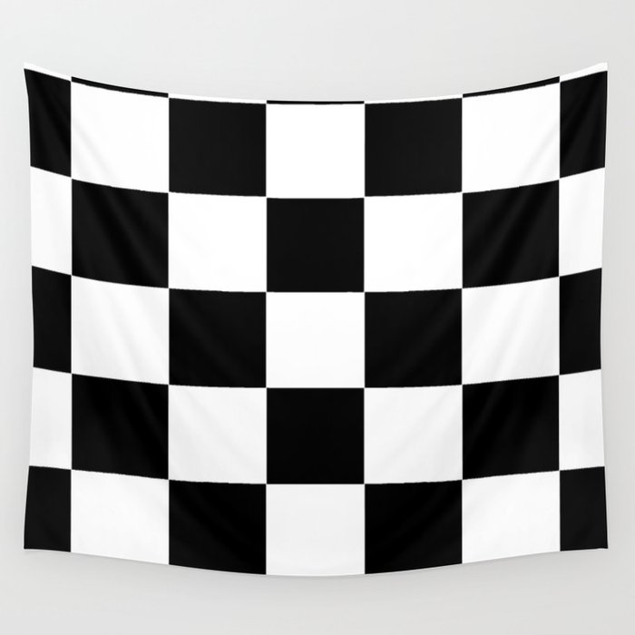 Traditional Black And White Chequered Start Flag Wall Tapestry