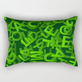 Green Color Alphabet Design Rectangular Pillow