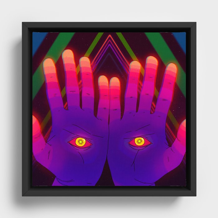 Psychedelic Energy Hands 2 (GIF Single Frame) Framed Canvas
