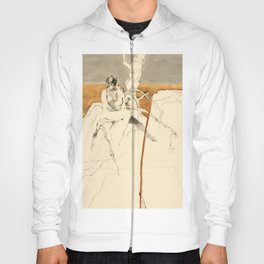 Nude Female Figure Drawing and Tree with Copper Grey Watercolour Hoody