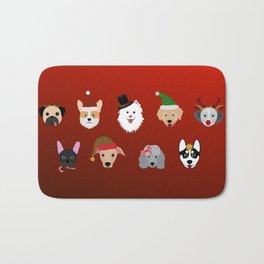 Christmas Dogs Bath Mat | Antlers, Samoyed, Frenchie, Christmas, Snowman, Red, Pug, Puppies, Elf, Dog 