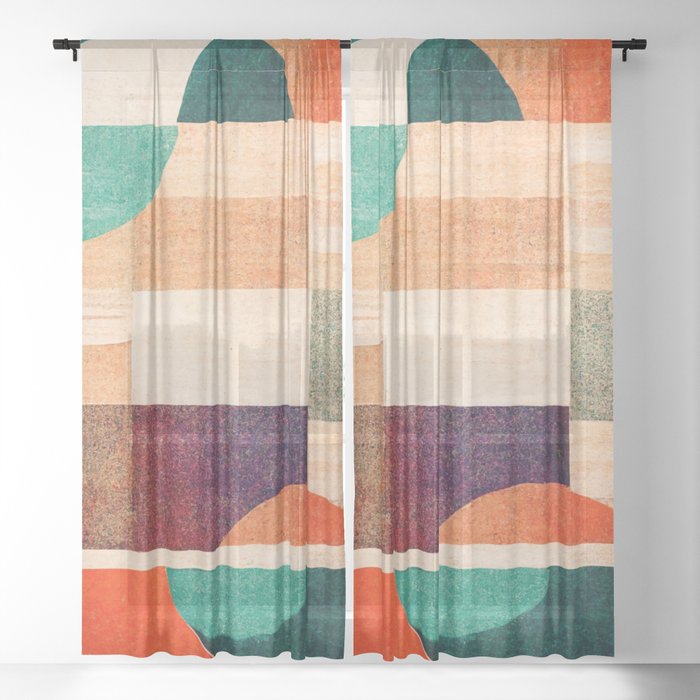 Mid-Century Modern Vibes: Abstract Sheer Curtain