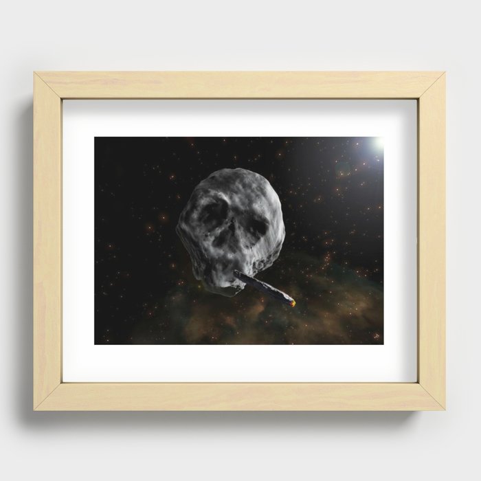 Skull Asteroid with Astro Blunt , Infinite Plane Society Recessed Framed Print