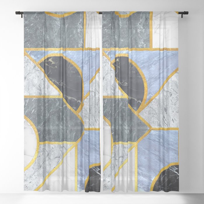 Geometric Marble Mosaic 01 Sheer Curtain