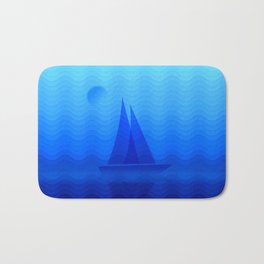 Sailing Blue Waves. Bath Mat | Maine, Marine, Sailboat, Fishingcharter, Boat, Ocean, Sailor, Maritime, Captain, Moon 