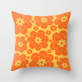 Colorful Retro Flower Pattern 580 Throw Pillow