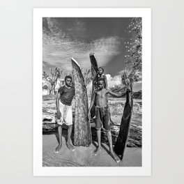 Madagascar, Local Surfers in Mahambo Art Print