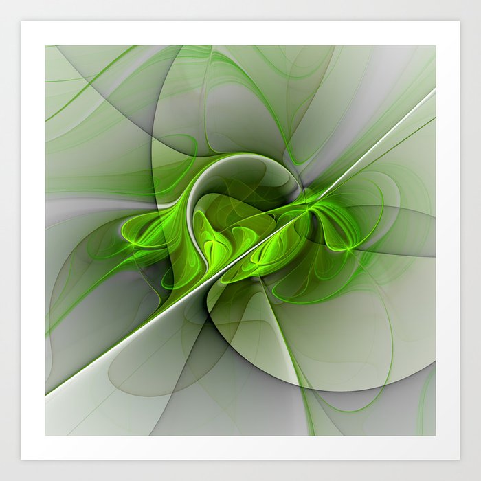 Abstract Green Fractal Art Art Print