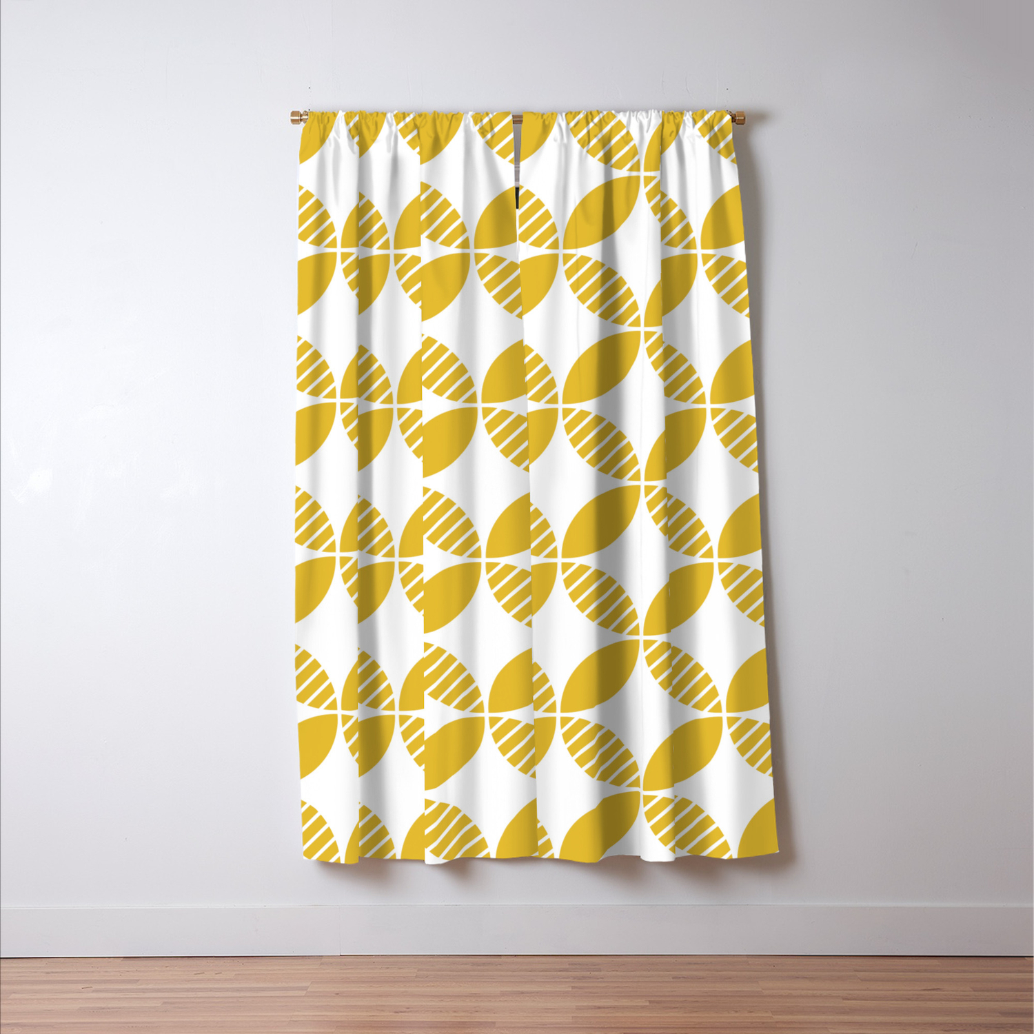 Mid Century Modern Geometric Flower Pattern Mustard Yellow