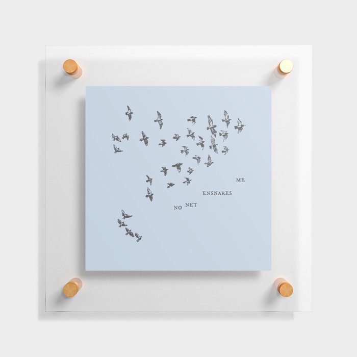 "No net ensnares me" + flock of birds - Jane Eyre quote, Charlotte Bronte (pale blue background) Floating Acrylic Print