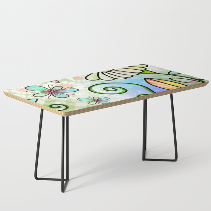 Watercolor Doodle Floral Collage Pattern 07 Coffee Table