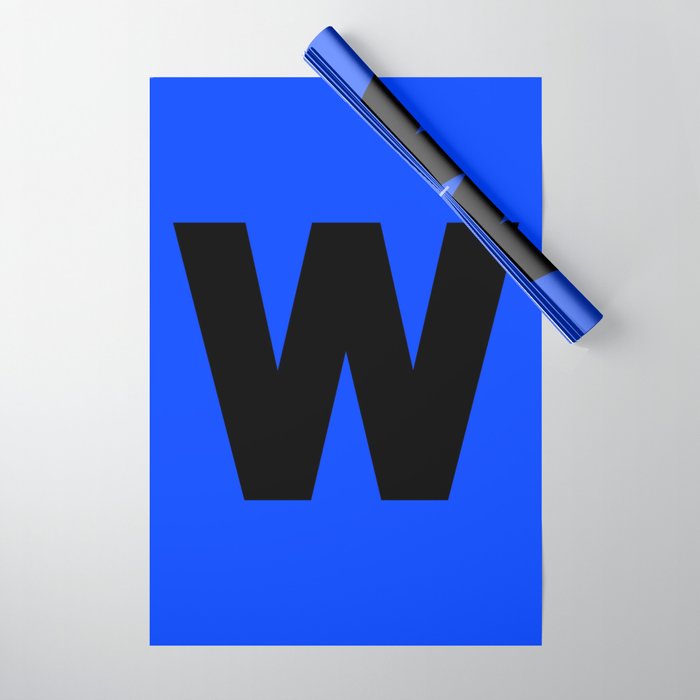 letter W (Black & Blue) Wrapping Paper