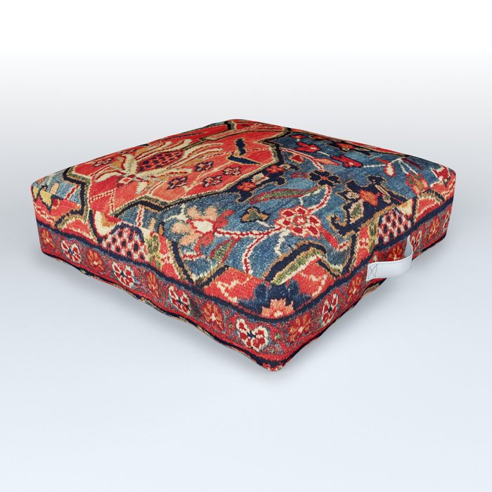 Kashan Poshti Central Persian Rug Print Outdoor Floor Cushion