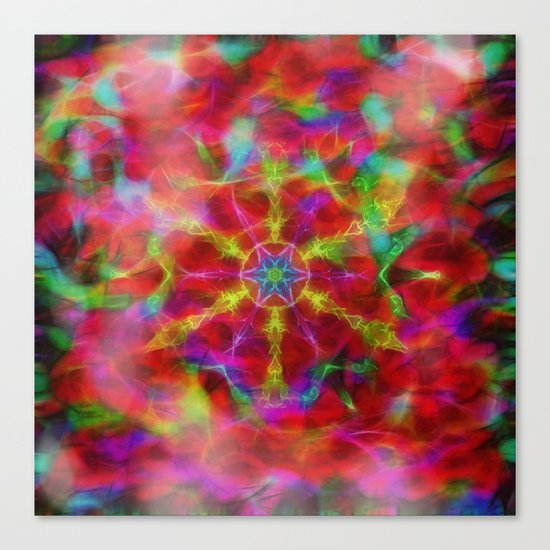 Vibrant kaleidoscope in red mist Canvas Print