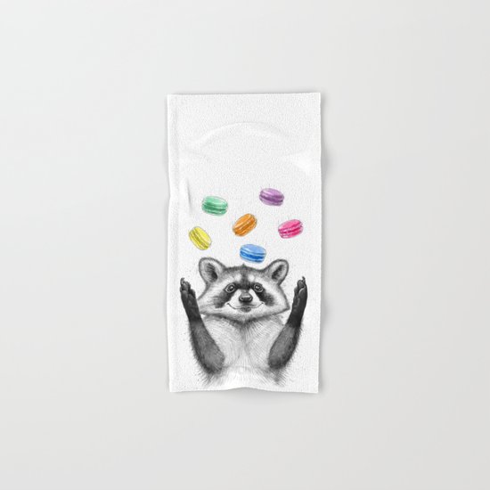 raccoon with cookies Hand & Bath Towel