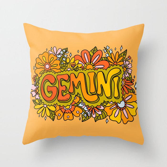 Gemini Flowers Throw Pillow