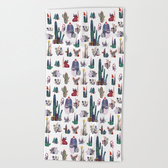 CACTUS CHRISTMAS!!! Beach Towel