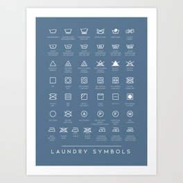 Laundry Guide Care Steel Blue Art Print
