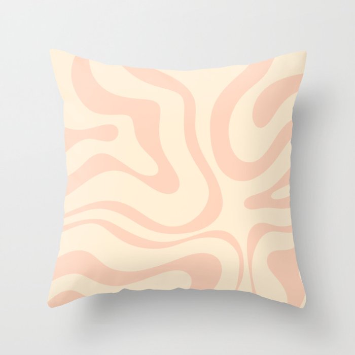 Modern Liquid Swirl Abstract Pattern in Pale Blush and Cream Throw Pillow