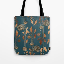 Art Deco Copper Flowers  Tote Bag