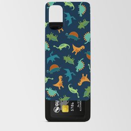 Dinosaur Tumble - green, rust and teal on navy by Cecca Designs Android Card Case