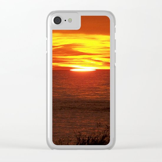Flaming Skies Across the Sea Clear iPhone Case