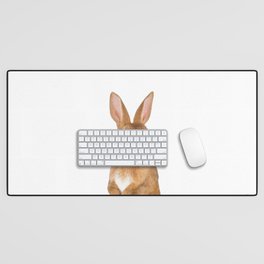 Bunny with red Clown Nose Desk Mat