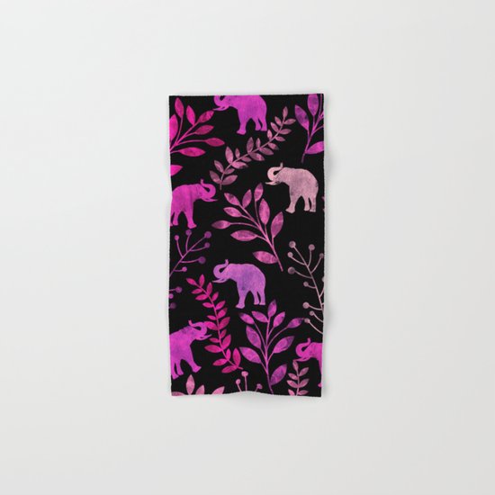 Watercolor Flowers & Elephants III Hand & Bath Towel