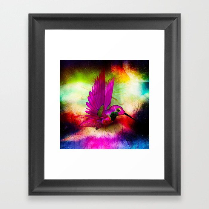 hummingbird in space Framed Art Print
