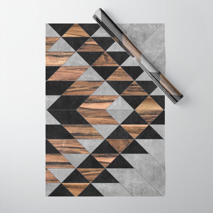 Urban Tribal Pattern No.10 - Aztec - Concrete and Wood Wrapping Paper