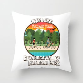 Cuyahoga Valley National Park // Biking on the Towpath Trail at Sunset Throw Pillow