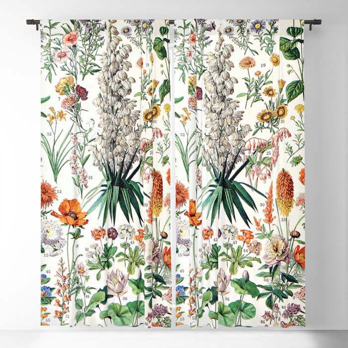 Adolphe Millot - Fleurs B - French vintage poster Blackout Curtain