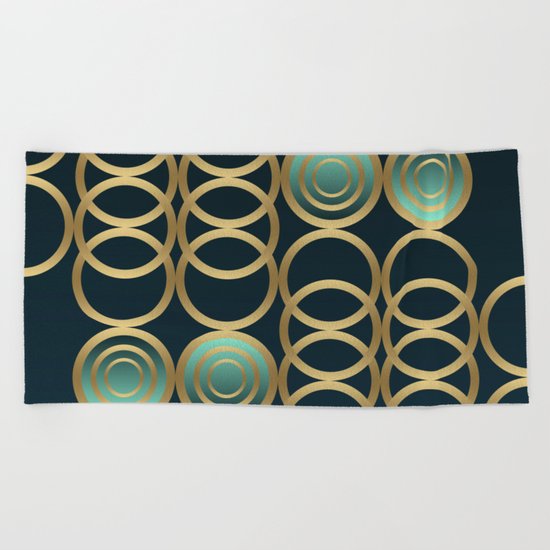 Gold Circles Game Beach Towel