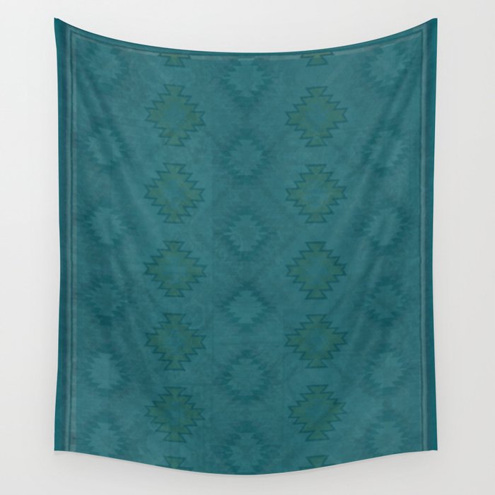 Moroccan Teal Painted Desert Wall Tapestry