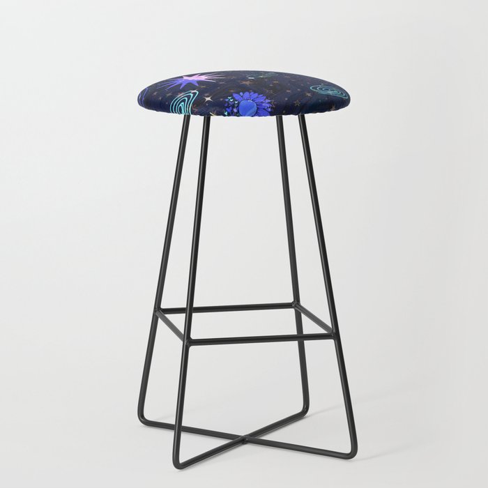 Cosmic goddess blue glow  Bar Stool