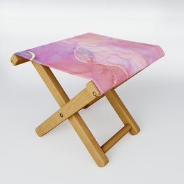 Pink and Gold Marbling Folding Stool