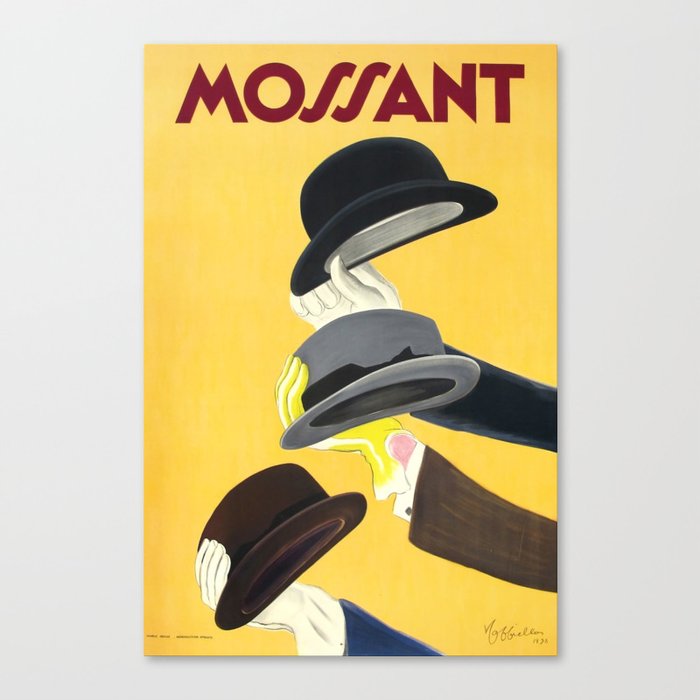 Vintage French Advertising Poster - Mossant Hats Canvas Print