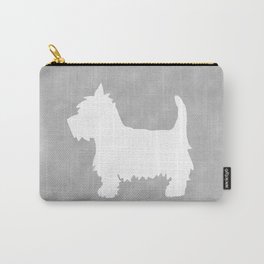 Westie Silhouette On Grey Carry-All Pouch