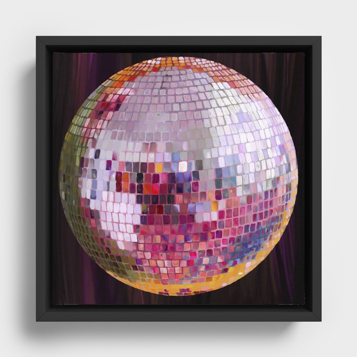 Pink Disco Ball oil painting Framed Canvas