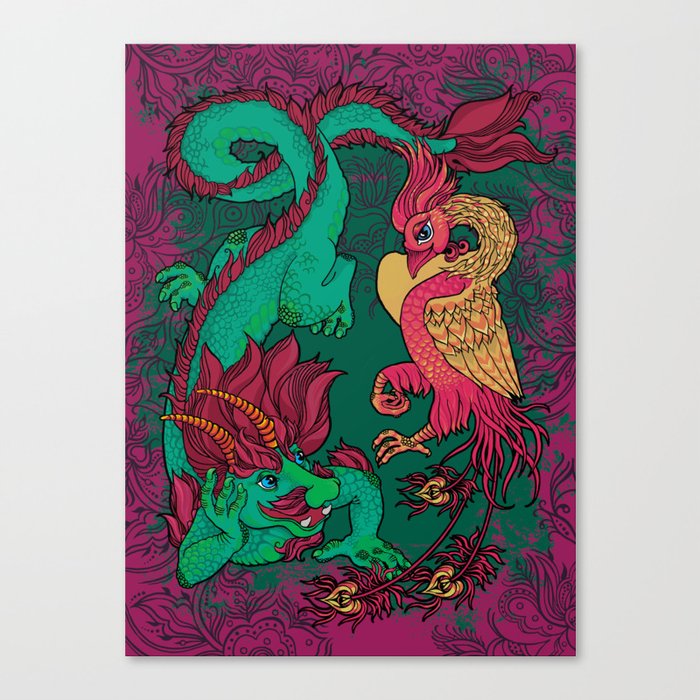 Dragon and Phoenix Canvas Print