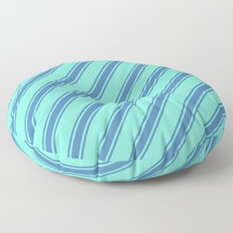 [ Thumbnail: Aquamarine and Blue Colored Striped/Lined Pattern Floor Pillow ]
